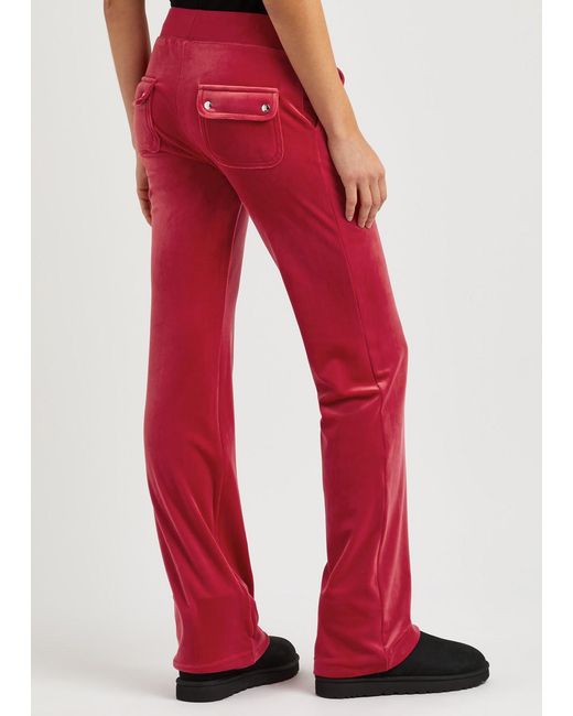 Juicy Couture Red Del Ray Logo Velour Sweatpants