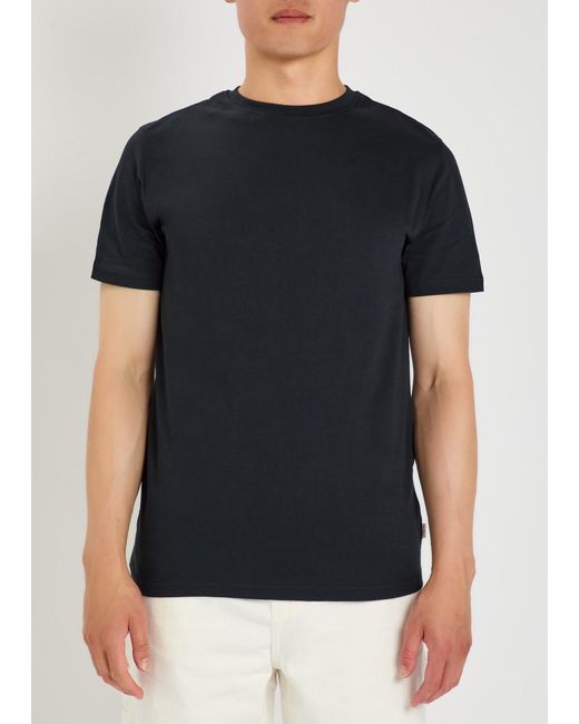 Les Deux Black Flower Printed Cotton T-Shirt for men