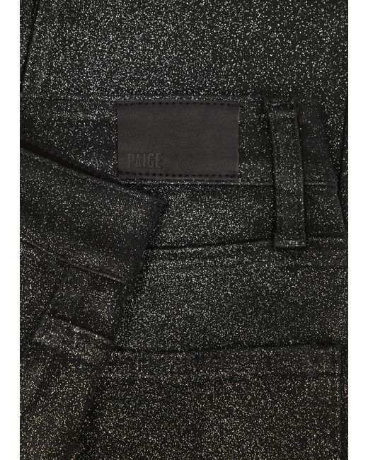 PAIGE Gray Manhattan Glittered Bootleg Jeans