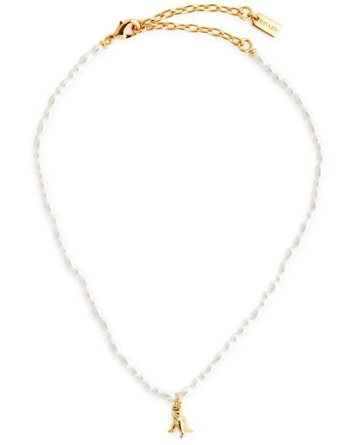 COACH White Rexy Glass Necklace