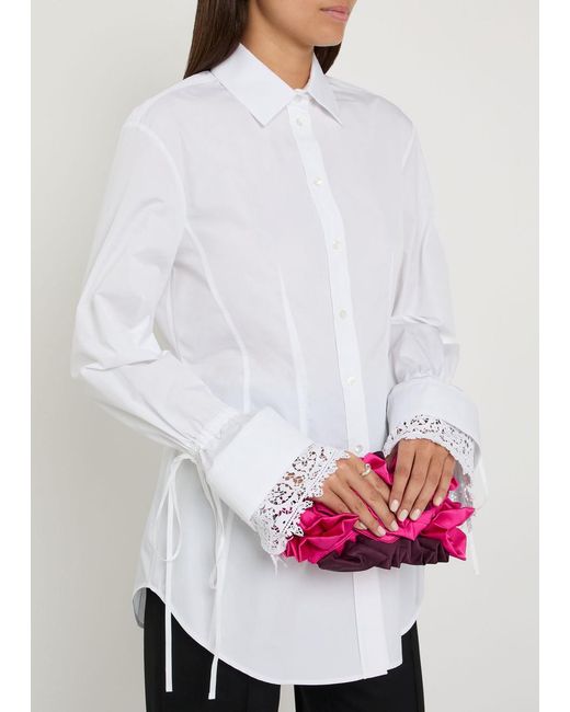 Erdem White Lace-Trimmed Cotton-Poplin Shirt