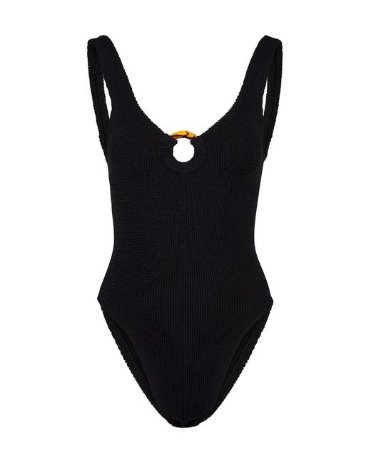 Hunza G Black Celine Seersucker Swimsuit