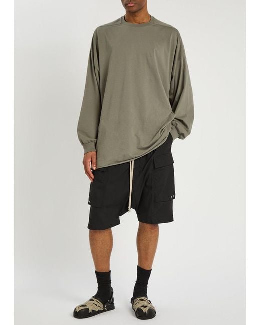 Rick Owens Black Cargo Pods Cotton-Poplin Shorts for men