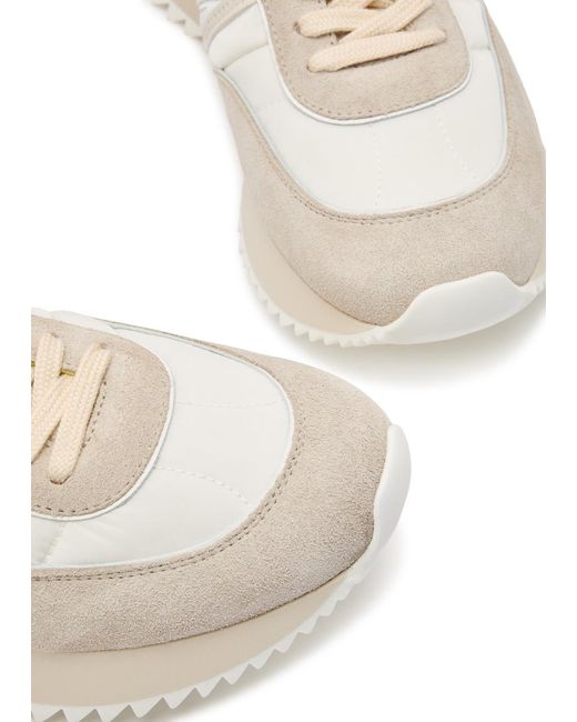 Moncler White Pacey Panelled Suede Sneakers for men
