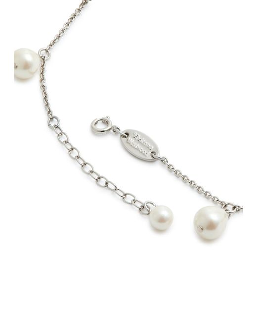 Vivienne Westwood White Emiliana Embellished Charm Necklace