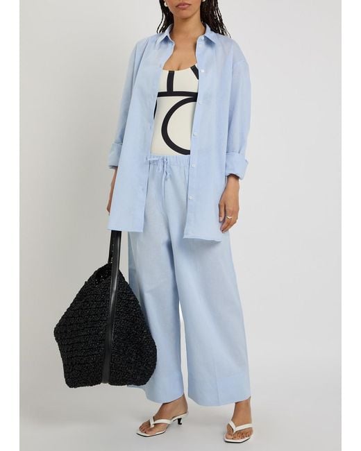 Totême Blue Cotton And Linen-Blend Shirt