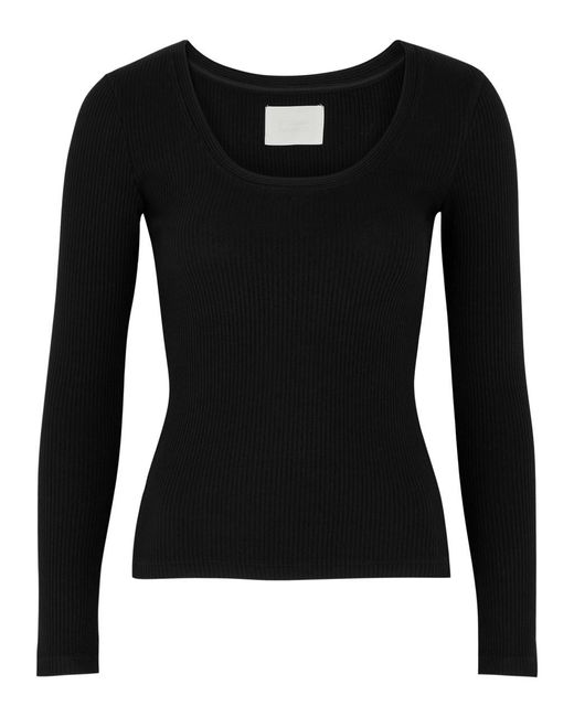 Citizens of Humanity Black Juni Ribbed Stretch-jersey Top