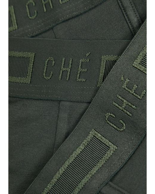 CHE Green Logo-Jacquard Stretch-Jersey Trunks for men