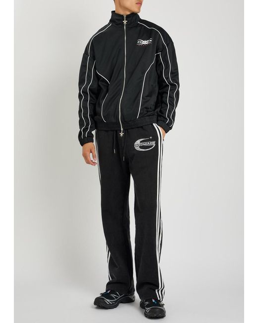 GODMADE Black Finish Line Logo Cotton Track Jacket for men