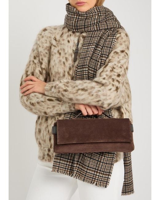 Brunello Cucinelli Brown Suede Top Handle Bag