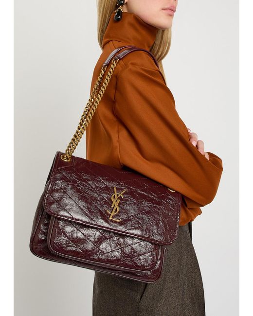 Saint Laurent Purple Niki Medium Patent Leather Shoulder Bag