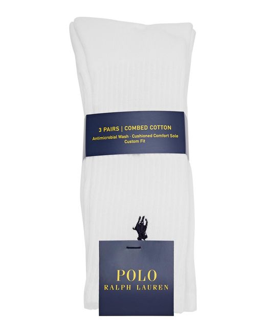 Polo Ralph Lauren White Logo-embroidered Stretch-cotton Socks for men