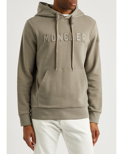 Moncler Gray Logo Hooded Cotton Sweatshirt for men