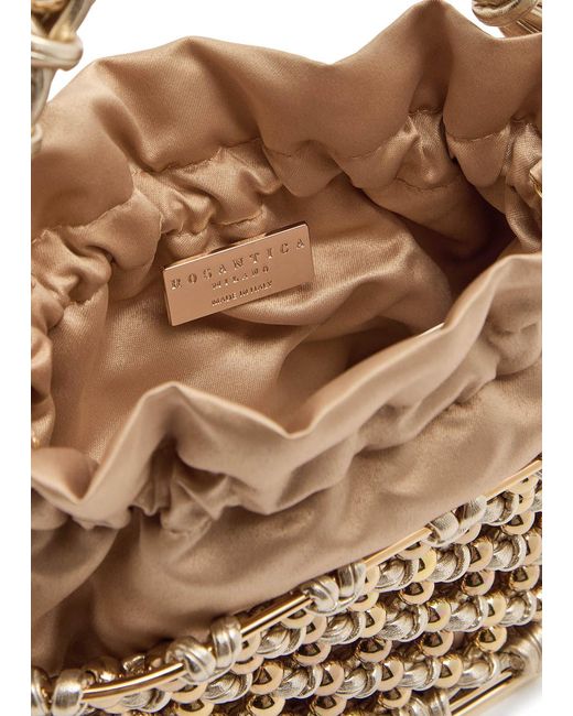 Rosantica Brown Holli Opulenza Embellished Metal Top Handle Bag