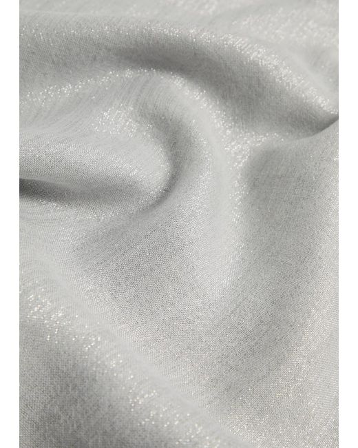 Brunello Cucinelli White Lamé Cashmere-Blend Scarf