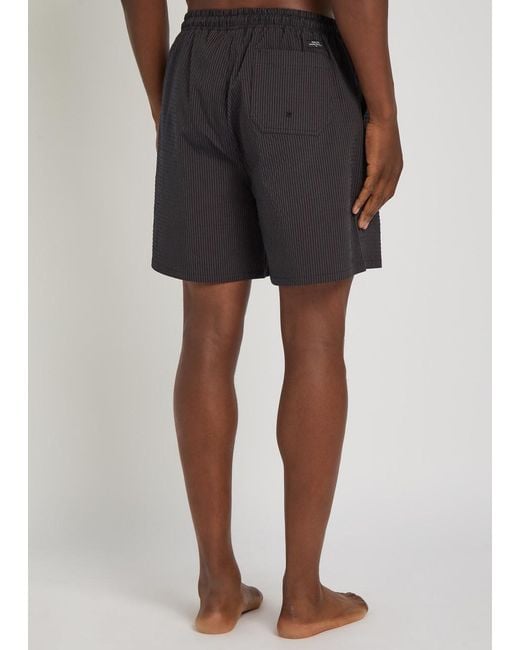 Percival Black Striped Seersucker Swimshorts for men