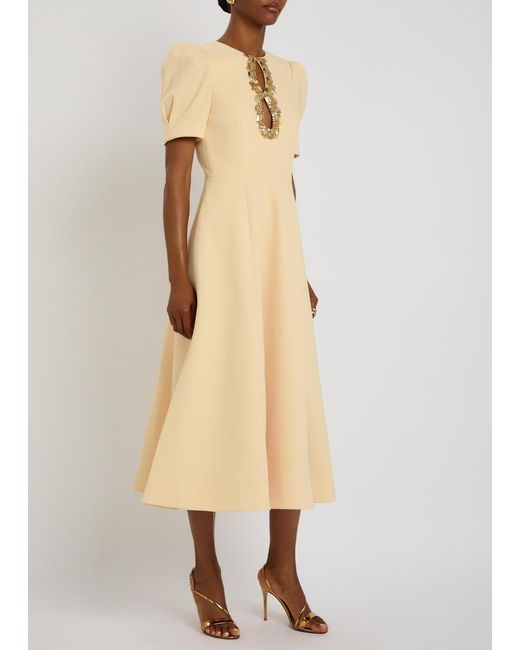 Rebecca Vallance Natural Alexandrite Crystal-Embellished Crepe Midi Dress