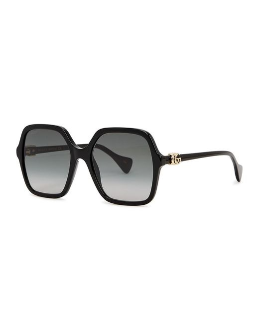 Gucci Black Hexagon-Frame Sunglasses