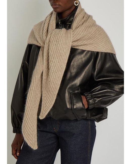 Brunello Cucinelli Natural Lamé Cashmere-Blend Stole Scarf
