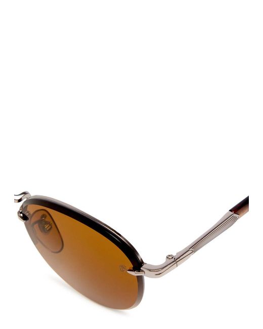 David Beckham Brown Rimless Round-Frame Sunglasses for men