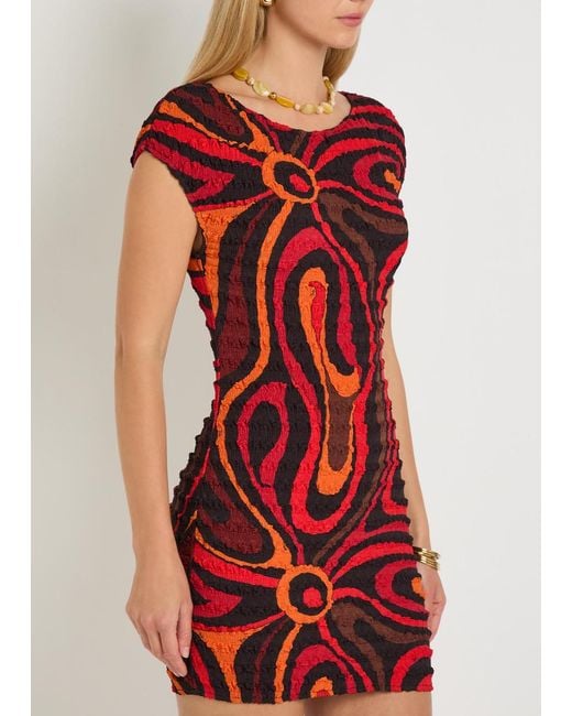 Emilio Pucci Red Printed Seersucker Mini Dress
