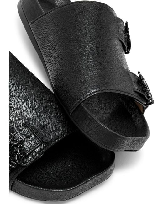 Loewe Black Ease Anagram Leather Sliders