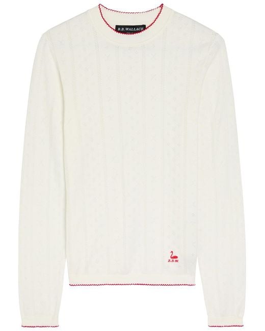 B.B. Wallace Natural Nauman Pointelle-Knit Cotton Top