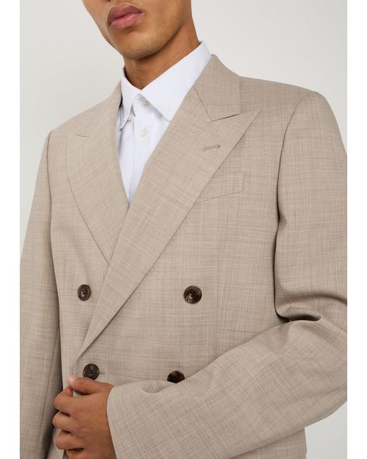 Dries Van Noten Natural Barry Double-Breasted Woven Blazer for men