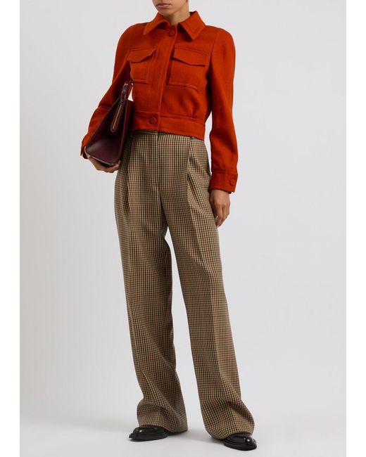 Dries Van Noten Natural Porter Checked Wide-Leg Wool Trousers