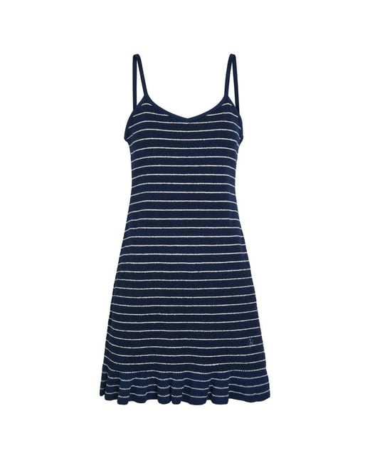 J.W. Anderson Blue Logo-Embroidered Striped Terry Mini Dress