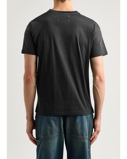 Maison Margiela Black Logo Faded Cotton T-Shirt for men