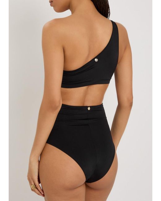 Max Mara Black Ruched High-Waisted Stretch-Polyamide Bikini Briefs