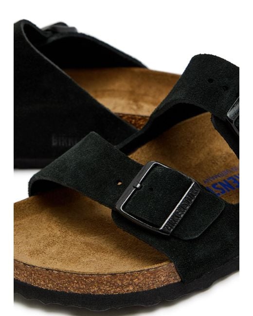 Birkenstock Black Arizona Suede Sliders