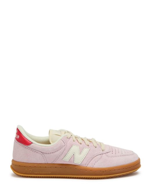 New Balance Pink Ct500 Panelled Brushed Suede Sneakers