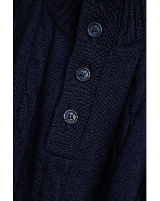 Aurélien Blue Cable-Knit Wool And Cashmere-Blend Polo Jumper for men