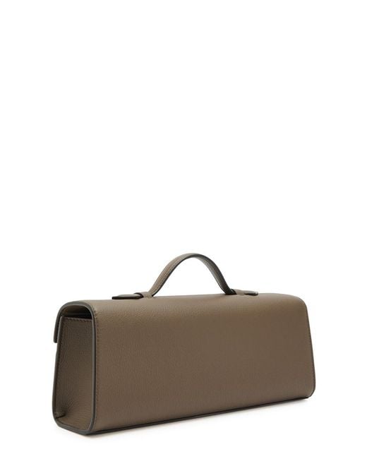 SAVETTE Brown Slim Symmetry Grained Leather Pochette