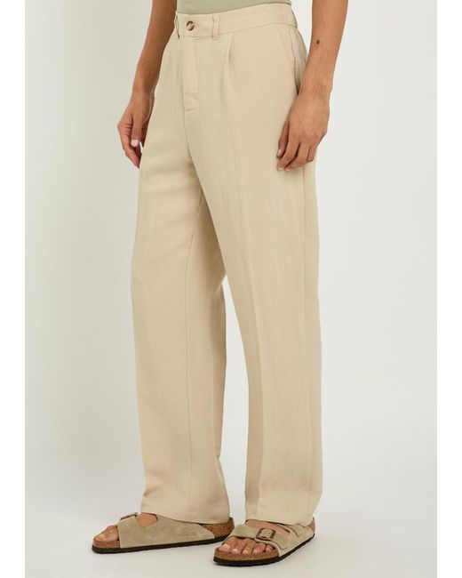 Raith Natural Helio Pleated Straight-Leg Woven Trousers for men