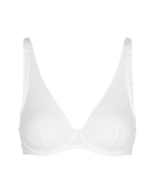 Simone Perele White Eugenie Ribbed Underwired Plunge Bra