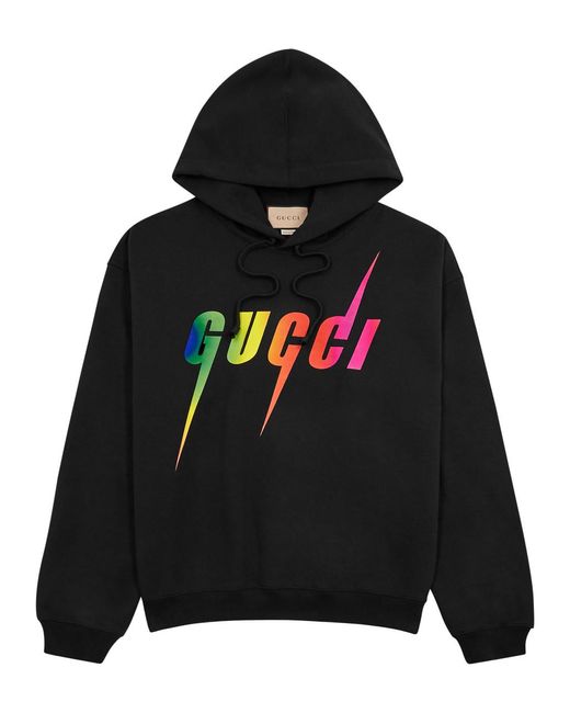 Gucci Black Blade Logo Hooded Cotton Sweatshirt for men