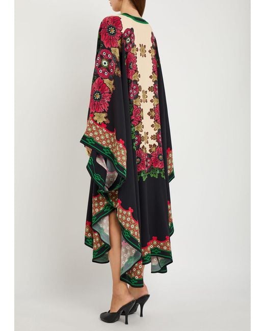 LaDoubleJ Multicolor Karis Floral-Print Crepe Midi Kaftan Dress