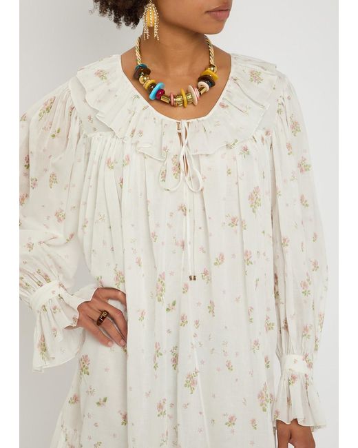Chloé White Floral-Print Cotton Mini Dress