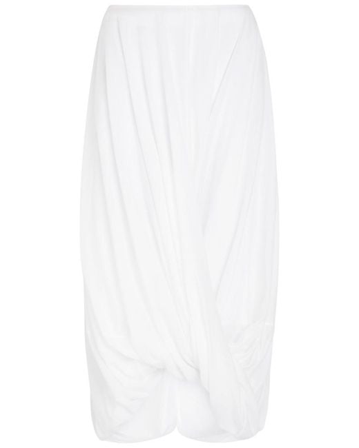 Totême White Cocoon Cotton-Blend Midi Skirt