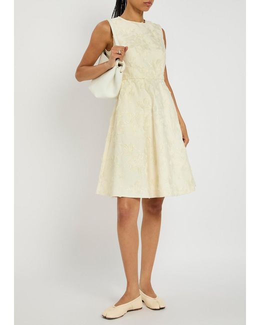 Moncler Natural Floral-Jacquard Cotton-Twill Mini Dress