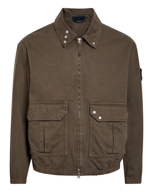 Stone Island Brown Patch Pocket Denim Bomber Jacket for men