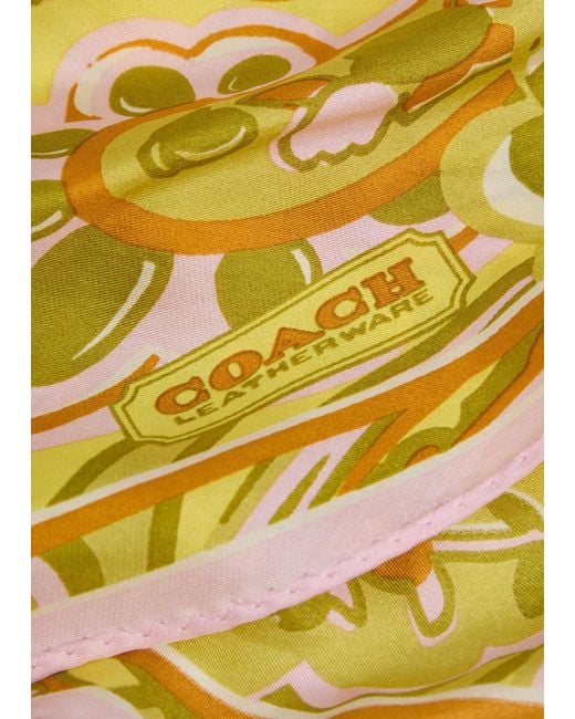 COACH Yellow Andrea Patterned Silk Triangle Scarf