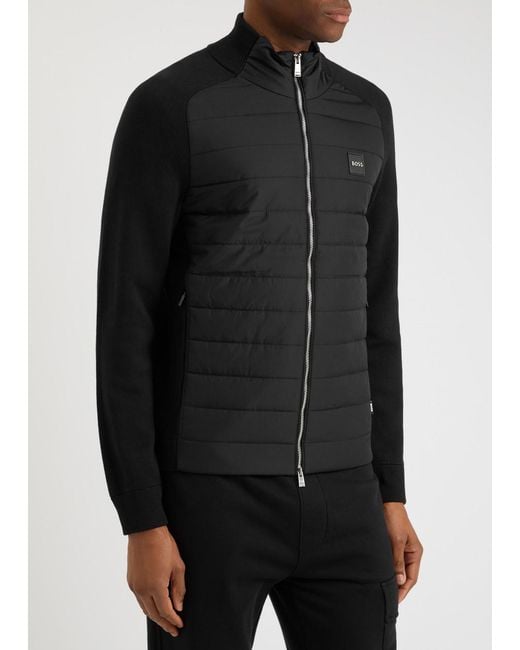 Boss Black Quilted Shell And Cotton-Blend Jacket for men