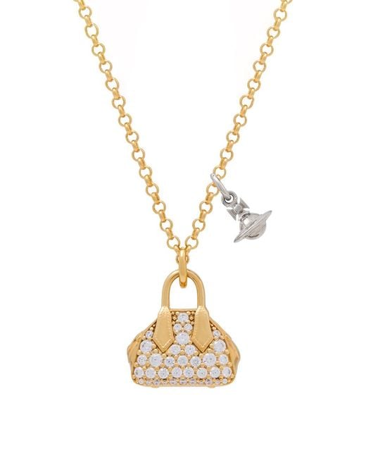 Vivienne Westwood Metallic Yasmine Crystal-Embellished Pendant Necklace