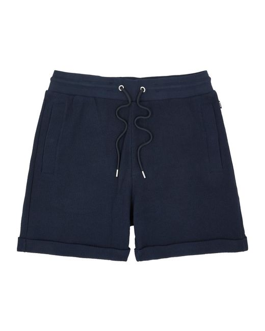 Boss Blue Lasdun Ribbed Cotton Shorts for men