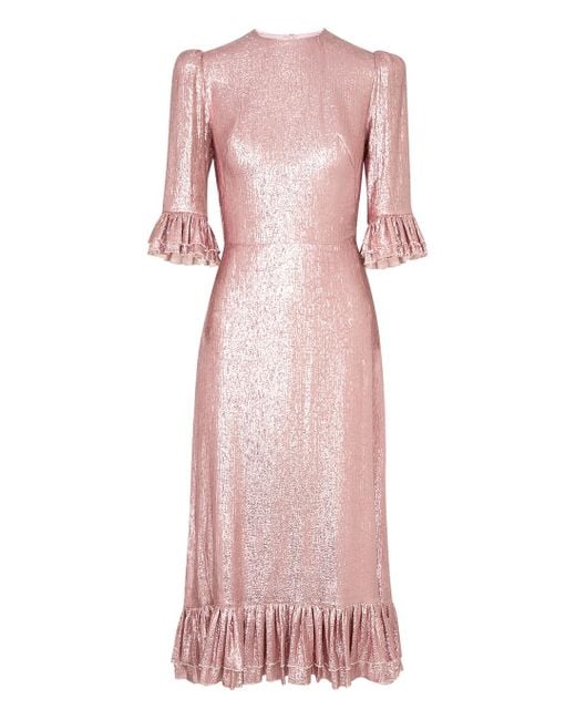 The Vampire's Wife Pink The Falconetti Lamé Wool-blend Midi Dress