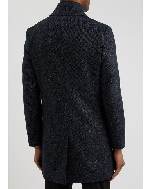 Boss Blue Hyde Layered-Effect Wool-Blend Coat for men